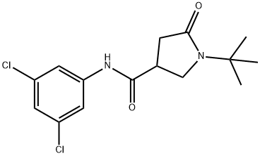 1-tert-butyl-N-(3,5-dichlorophenyl)-5-oxopyrrolidine-3-carboxamide Struktur