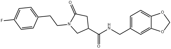 N-(1,3-benzodioxol-5-ylmethyl)-1-[2-(4-fluorophenyl)ethyl]-5-oxopyrrolidine-3-carboxamide Struktur