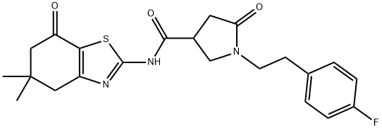 N-(5,5-dimethyl-7-oxo-4,5,6,7-tetrahydro-1,3-benzothiazol-2-yl)-1-[2-(4-fluorophenyl)ethyl]-5-oxopyrrolidine-3-carboxamide Struktur