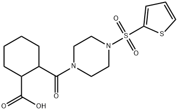 2-(4-(thiophen-2-ylsulfonyl)piperazine-1-carbonyl)cyclohexanecarboxylic acid Struktur