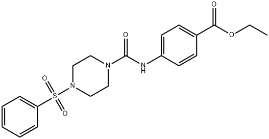 ethyl 4-(4-(phenylsulfonyl)piperazine-1-carboxamido)benzoate Struktur