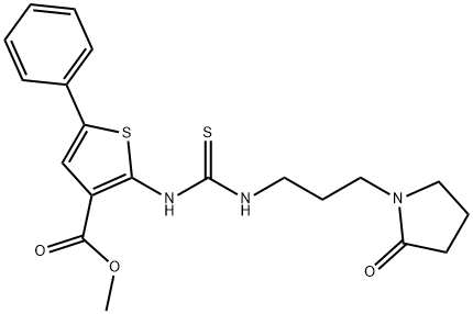 methyl 2-(3-(3-(2-oxopyrrolidin-1-yl)propyl)thioureido)-5-phenylthiophene-3-carboxylate Struktur