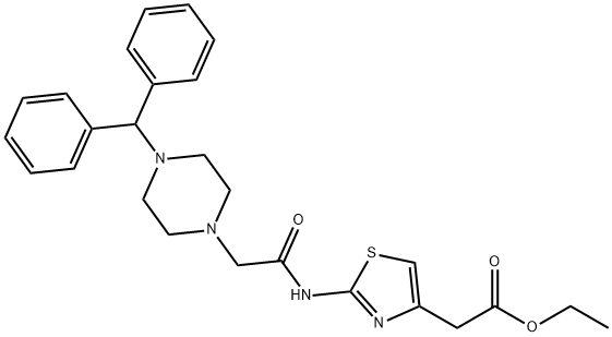 ethyl 2-(2-(2-(4-benzhydrylpiperazin-1-yl)acetamido)thiazol-4-yl)acetate Struktur