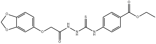 ethyl 4-(2-(2-(benzo[d][1,3]dioxol-5-yloxy)acetyl)hydrazinecarbothioamido)benzoate Struktur