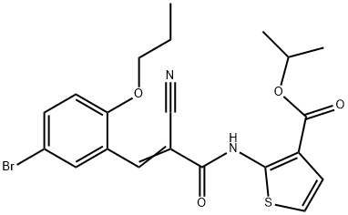 (E)-isopropyl 2-(3-(5-bromo-2-propoxyphenyl)-2-cyanoacrylamido)thiophene-3-carboxylate Struktur