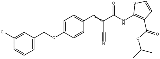 (E)-isopropyl 2-(3-(4-((3-chlorobenzyl)oxy)phenyl)-2-cyanoacrylamido)thiophene-3-carboxylate Struktur