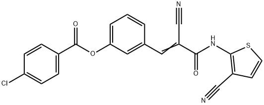 (E)-3-(2-cyano-3-((3-cyanothiophen-2-yl)amino)-3-oxoprop-1-en-1-yl)phenyl 4-chlorobenzoate Struktur