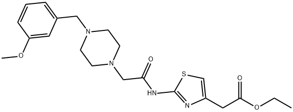 ethyl 2-(2-(2-(4-(3-methoxybenzyl)piperazin-1-yl)acetamido)thiazol-4-yl)acetate Struktur