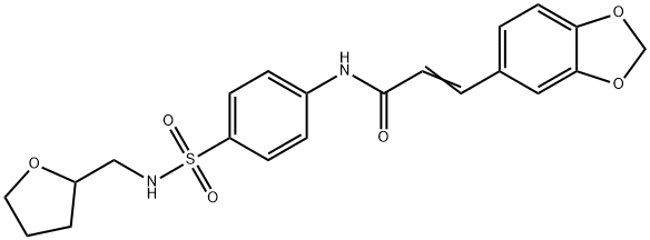 (2E)-3-(1,3-benzodioxol-5-yl)-N-{4-[(tetrahydrofuran-2-ylmethyl)sulfamoyl]phenyl}prop-2-enamide Struktur