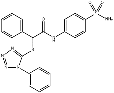 2-phenyl-2-[(1-phenyl-1H-tetrazol-5-yl)sulfanyl]-N-(4-sulfamoylphenyl)acetamide Struktur