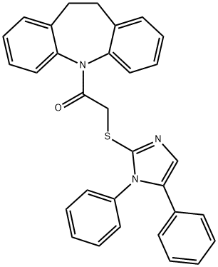 1-(10,11-dihydro-5H-dibenzo[b,f]azepin-5-yl)-2-[(1,5-diphenyl-1H-imidazol-2-yl)sulfanyl]ethanone Struktur