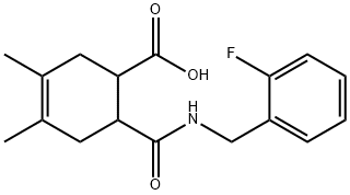 6-((2-fluorobenzyl)carbamoyl)-3,4-dimethylcyclohex-3-enecarboxylic acid Struktur