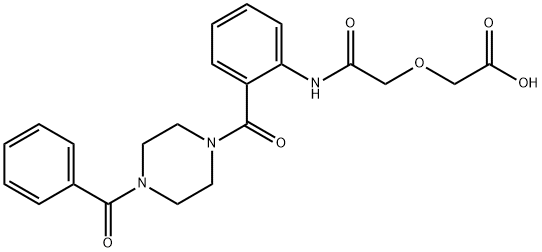 (2-{2-[(4-benzoyl-1-piperazinyl)carbonyl]anilino}-2-oxoethoxy)acetic acid Struktur