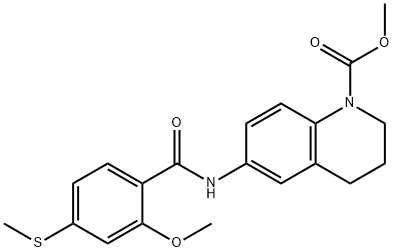 methyl 6-{[2-methoxy-4-(methylsulfanyl)benzoyl]amino}-3,4-dihydro-1(2H)-quinolinecarboxylate Struktur