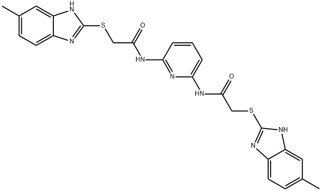 N,N'-pyridine-2,6-diylbis{2-[(5-methyl-1H-benzimidazol-2-yl)sulfanyl]acetamide} Struktur