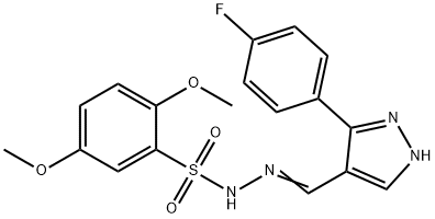 (Z)-N'-((3-(4-fluorophenyl)-1H-pyrazol-4-yl)methylene)-2,5-dimethoxybenzenesulfonohydrazide Struktur