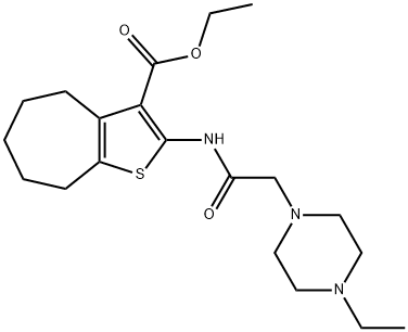 ethyl 2-(2-(4-ethylpiperazin-1-yl)acetamido)-5,6,7,8-tetrahydro-4H-cyclohepta[b]thiophene-3-carboxylate Struktur