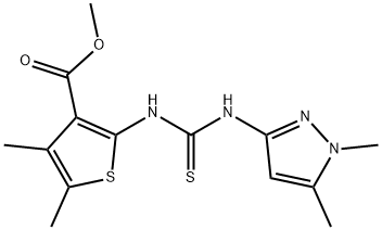 methyl 2-(3-(1,5-dimethyl-1H-pyrazol-3(2H)-ylidene)thioureido)-4,5-dimethylthiophene-3-carboxylate Struktur