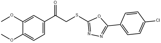 2-{[5-(4-chlorophenyl)-1,3,4-oxadiazol-2-yl]sulfanyl}-1-(3,4-dimethoxyphenyl)ethanone Struktur