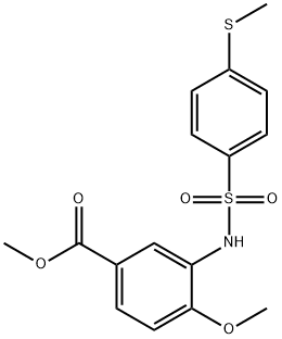 methyl 4-methoxy-3-(4-(methylthio)phenylsulfonamido)benzoate Struktur