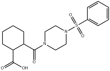 2-(4-(phenylsulfonyl)piperazine-1-carbonyl)cyclohexanecarboxylic acid Struktur