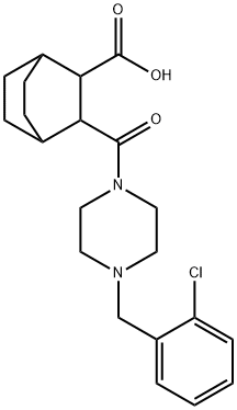 3-(4-(2-chlorobenzyl)piperazine-1-carbonyl)bicyclo[2.2.2]octane-2-carboxylic acid Struktur