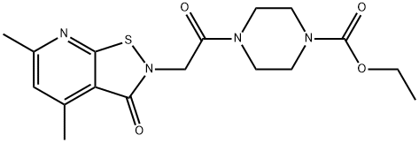 Ethyl 4-(2-(4,6-dimethyl-3-oxoisothiazolo[5,4-b]pyridin-2(3H)-yl)acetyl)piperazine-1-carboxylate Struktur