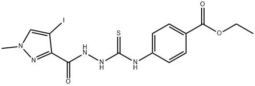 ethyl 4-(2-(4-iodo-1-methyl-1H-pyrazole-3-carbonyl)hydrazinecarbothioamido)benzoate Struktur