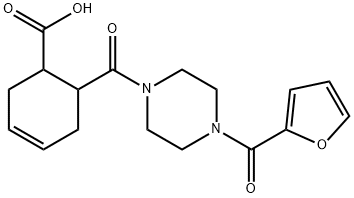 6-(4-(furan-2-carbonyl)piperazine-1-carbonyl)cyclohex-3-enecarboxylic acid Struktur