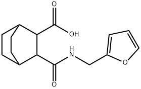 3-((furan-2-ylmethyl)carbamoyl)bicyclo[2.2.2]octane-2-carboxylic acid Struktur