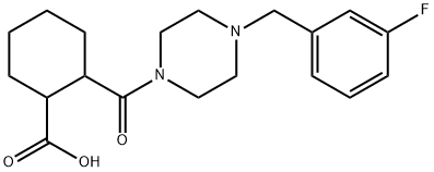 2-(4-(3-fluorobenzyl)piperazine-1-carbonyl)cyclohexanecarboxylic acid Struktur