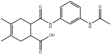 6-((3-acetamidophenyl)carbamoyl)-3,4-dimethylcyclohex-3-enecarboxylic acid Struktur