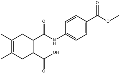 6-((4-(methoxycarbonyl)phenyl)carbamoyl)-3,4-dimethylcyclohex-3-enecarboxylic acid Struktur