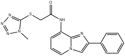 2-[(1-methyl-1H-tetrazol-5-yl)sulfanyl]-N-(2-phenylimidazo[1,2-a]pyridin-8-yl)acetamide Struktur