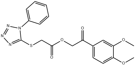 2-(3,4-dimethoxyphenyl)-2-oxoethyl [(1-phenyl-1H-tetrazol-5-yl)sulfanyl]acetate Struktur