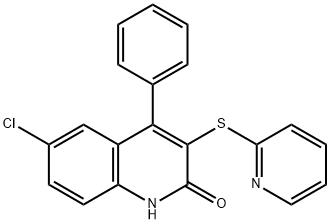 6-chloro-4-phenyl-3-(pyridin-2-ylsulfanyl)quinolin-2(1H)-one Struktur