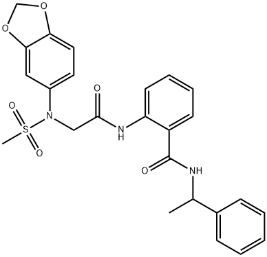 2-{[N-(1,3-benzodioxol-5-yl)-N-(methylsulfonyl)glycyl]amino}-N-(1-phenylethyl)benzamide Struktur