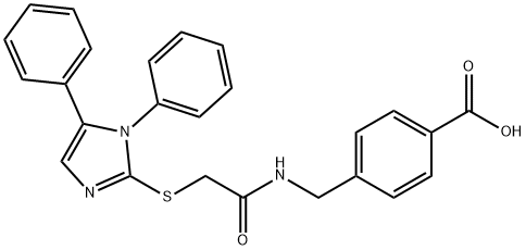 4-[({[(1,5-diphenyl-1H-imidazol-2-yl)sulfanyl]acetyl}amino)methyl]benzoic acid Struktur