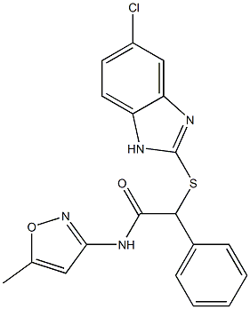 2-[(5-chloro-1H-benzimidazol-2-yl)sulfanyl]-N-(5-methyl-1,2-oxazol-3-yl)-2-phenylacetamide Struktur