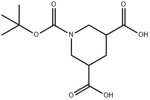 1-(tert-butoxycarbonyl)piperidine-3,5-dicarboxylic acid Struktur