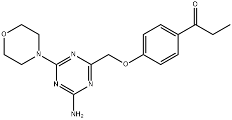 1-(4-{[4-amino-6-(4-morpholinyl)-1,3,5-triazin-2-yl]methoxy}phenyl)-1-propanone Struktur