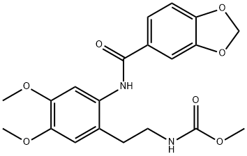 methyl 2-{2-[(1,3-benzodioxol-5-ylcarbonyl)amino]-4,5-dimethoxyphenyl}ethylcarbamate Struktur