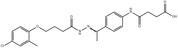 (E)-4-((4-(1-(2-(4-(4-chloro-2-methylphenoxy)butanoyl)hydrazono)ethyl)phenyl)amino)-4-oxobutanoic acid Struktur