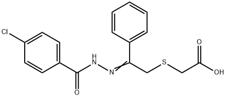 (E)-2-((2-(2-(4-chlorobenzoyl)hydrazono)-2-phenylethyl)thio)acetic acid Struktur