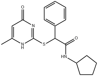 N-cyclopentyl-2-[(4-hydroxy-6-methylpyrimidin-2-yl)sulfanyl]-2-phenylacetamide Struktur