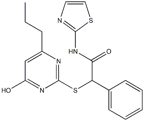 2-[(4-hydroxy-6-propylpyrimidin-2-yl)sulfanyl]-2-phenyl-N-(1,3-thiazol-2-yl)acetamide Struktur