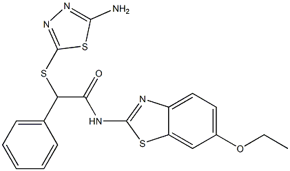 2-[(5-amino-1,3,4-thiadiazol-2-yl)sulfanyl]-N-(6-ethoxy-1,3-benzothiazol-2-yl)-2-phenylacetamide Struktur