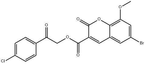 2-(4-chlorophenyl)-2-oxoethyl 6-bromo-8-methoxy-2-oxo-2H-chromene-3-carboxylate Struktur