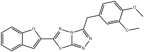 6-(1-benzofuran-2-yl)-3-(3,4-dimethoxybenzyl)[1,2,4]triazolo[3,4-b][1,3,4]thiadiazole Struktur