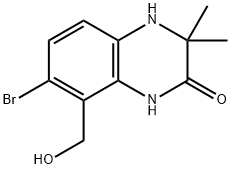 7-bromo-8-(hydroxymethyl)-3,3-dimethyl-3,4-dihydroquinoxalin-2(1H)-one Struktur